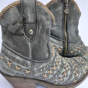 Liberty black vintage denim boots.